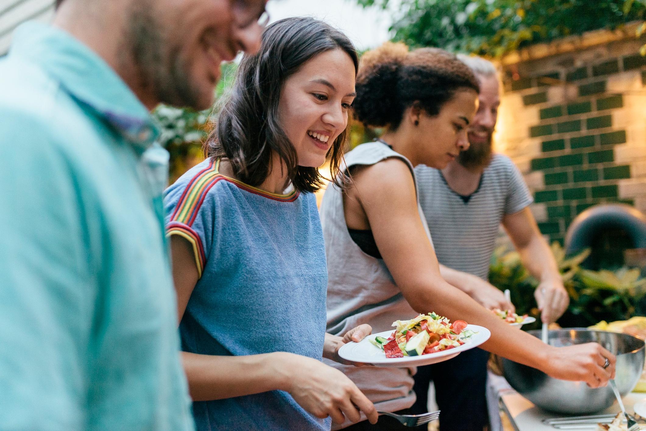 People barbequing